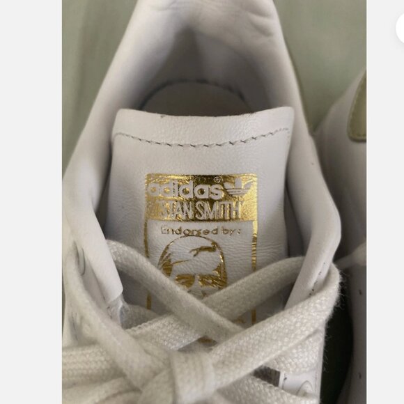 Adidas Women's Stan Smith Tennis Shoes Low Top White Gold Finish Size 7.5 - Picture 2 of 9